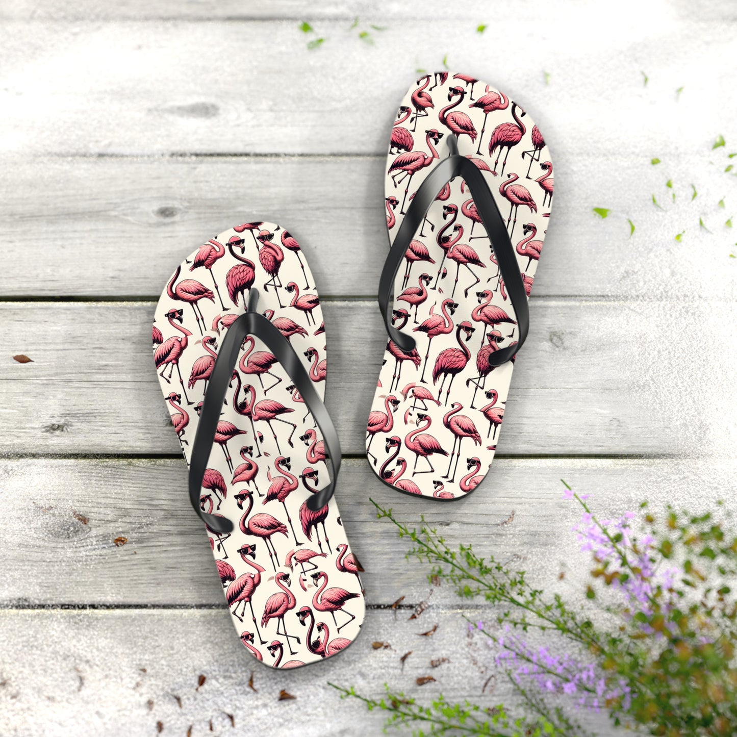 Pink Flamingo Flip Flops