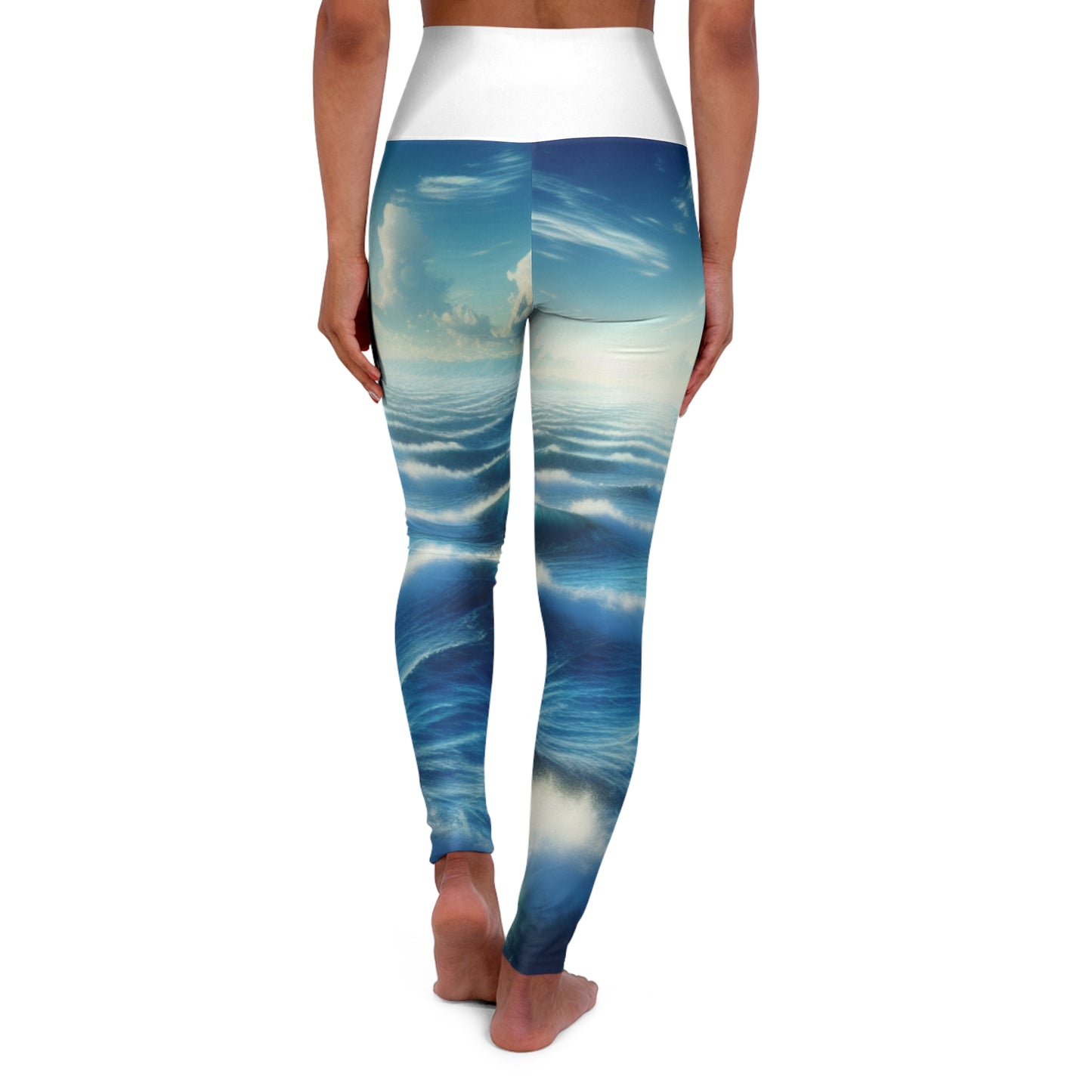Ocean Waves High Waisted Yoga Leggings