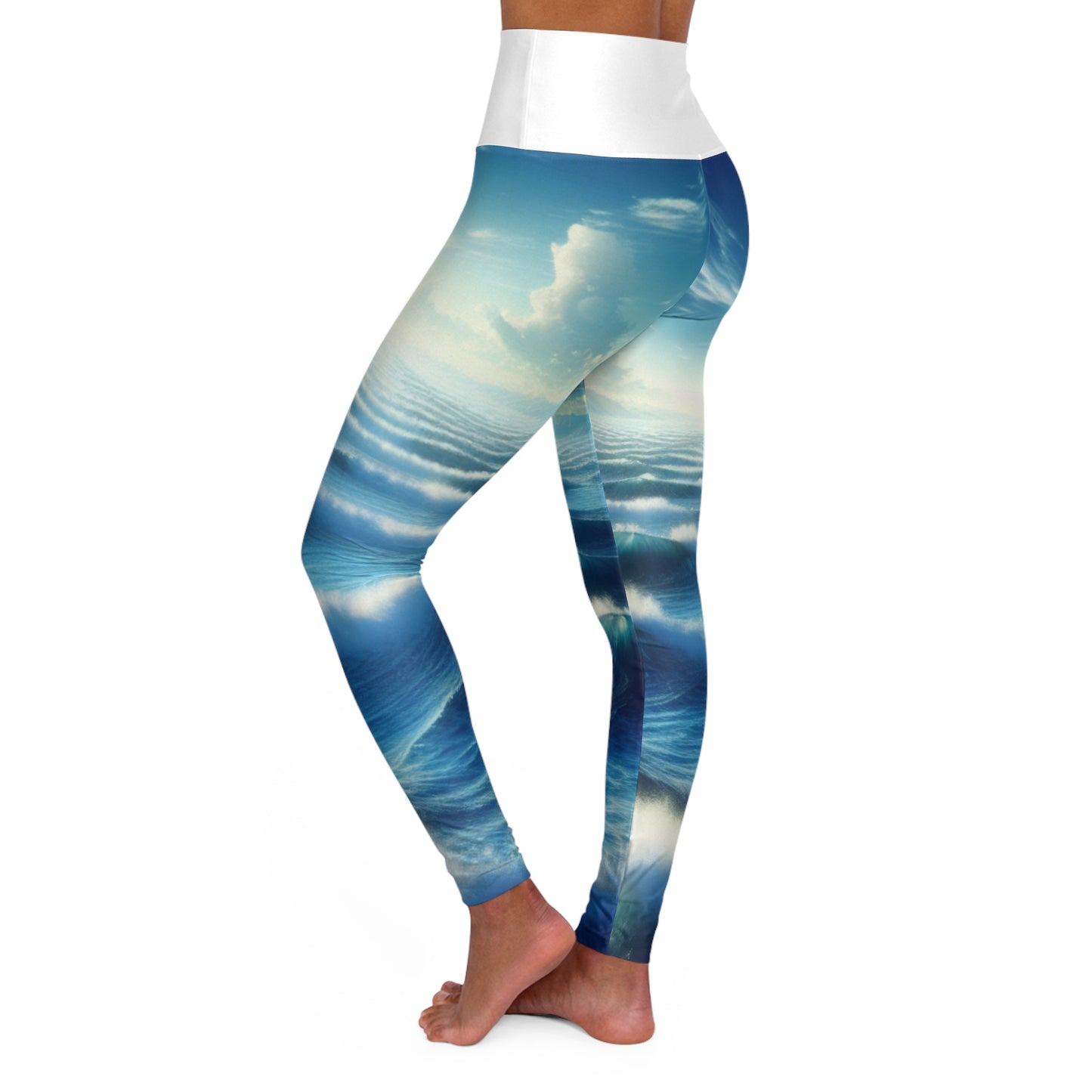 Ocean Waves High Waisted Yoga Leggings