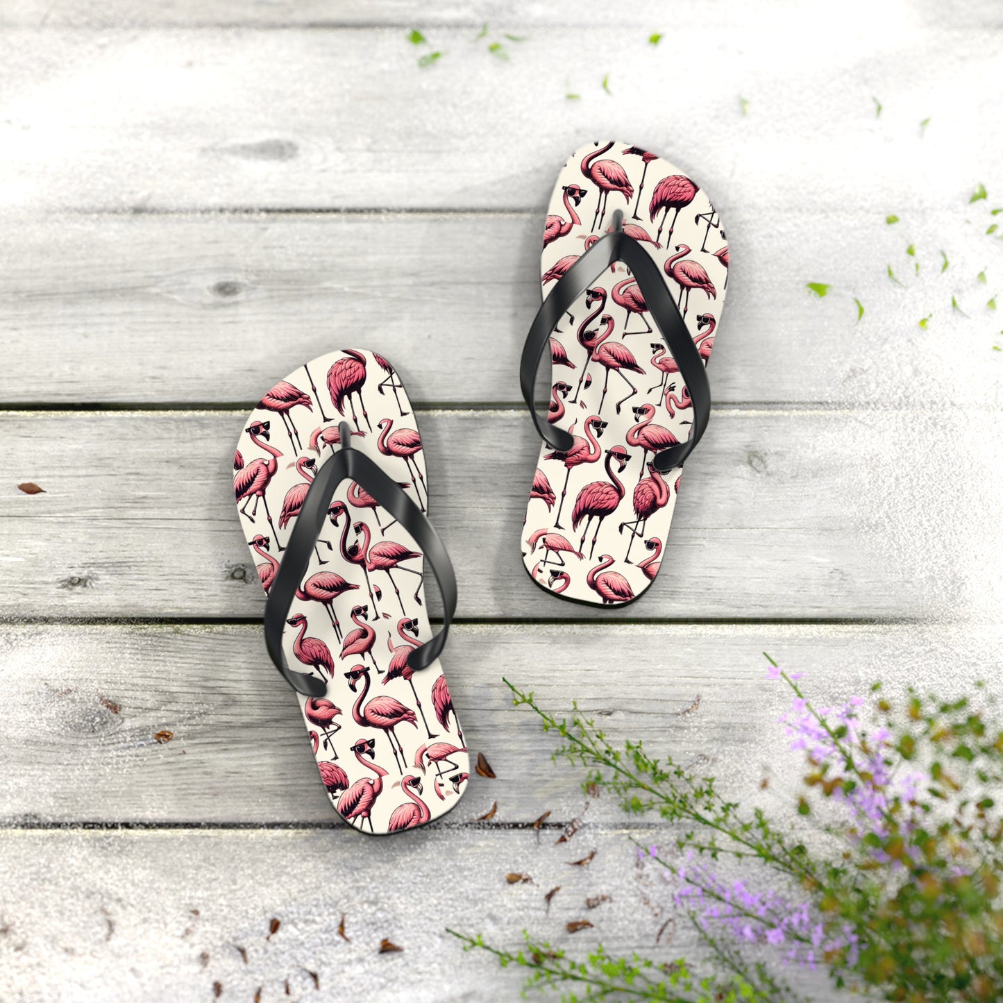 Pink Flamingo Flip Flops