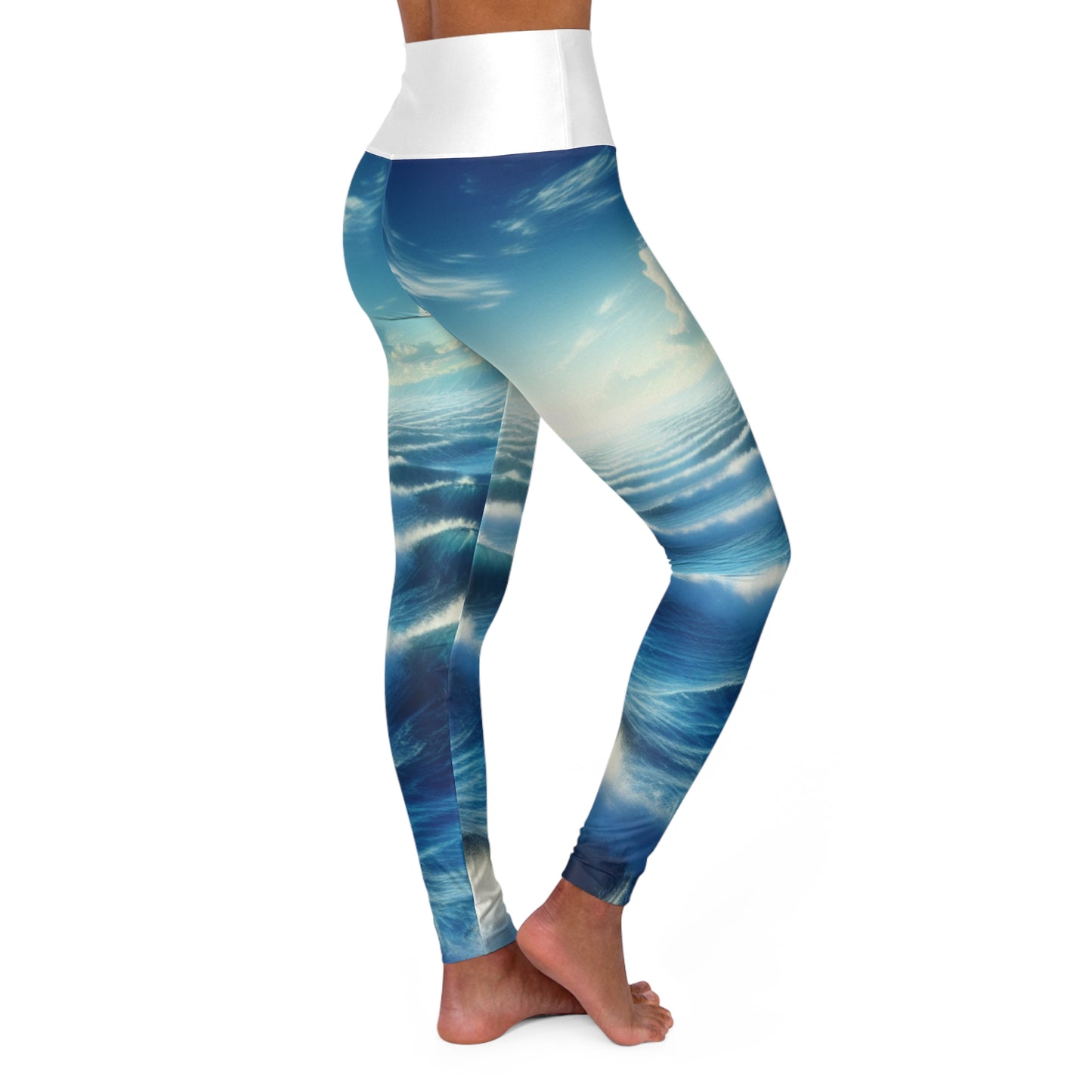 Ocean Waves High Waisted Yoga Leggings