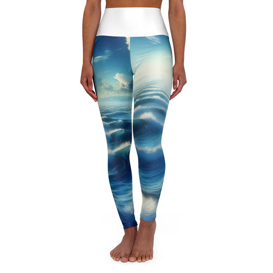 Ocean Waves High Waisted Yoga Leggings