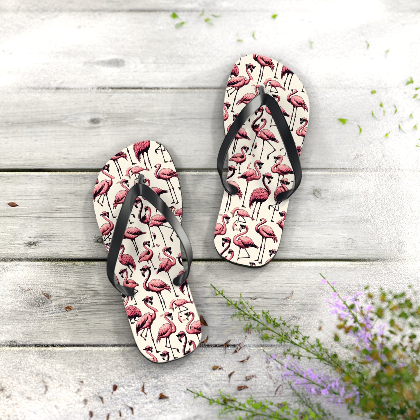 Pink Flamingo Flip Flops